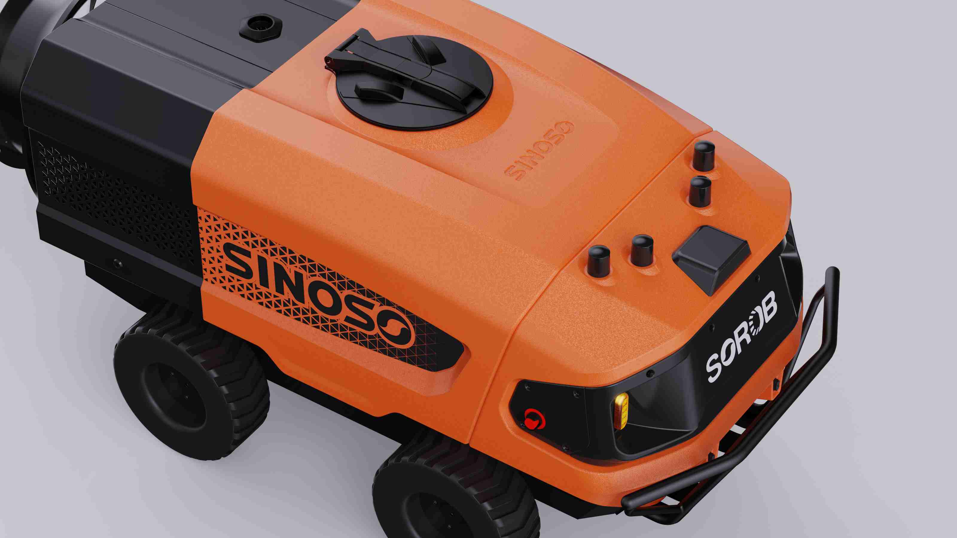 The all-terrain SOROB 300C intelligent robot navigating a steep orchard slope, featuring 200mm ground clearance and rugged tires for high-performance mobility in uneven terrain. The all-terrain SOROB 300C intelligent robot navigating a steep orchard slope, featuring 200mm ground clearance and rugged tires for high-performance mobility in uneven terrain.